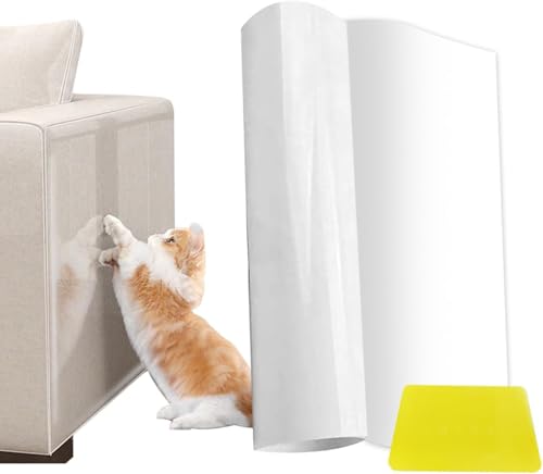 Katzen Kratzschutz Folie – Selbstklebendes Anti-Kratz Tape für Möbel, Couch, Sofa, Wand und Tür – Transparente Katzenkratzschutzfolie (20x100CM) von KengjuTesu