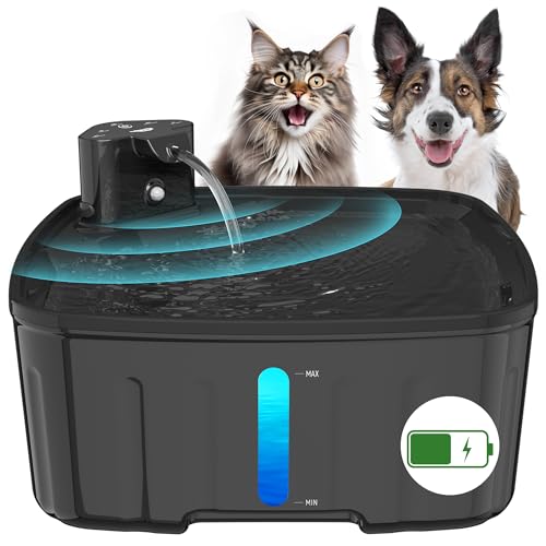 Kenida Kabelloser Hunde-Wasserbrunnen mit Sensor, kabellos, 8 l, batteriebetrieben, extra großer breiter Haustierbrunnen mit Sensor, kabellose intelligente Pumpe, Timer, BPA-frei, ideal für große von Kenida