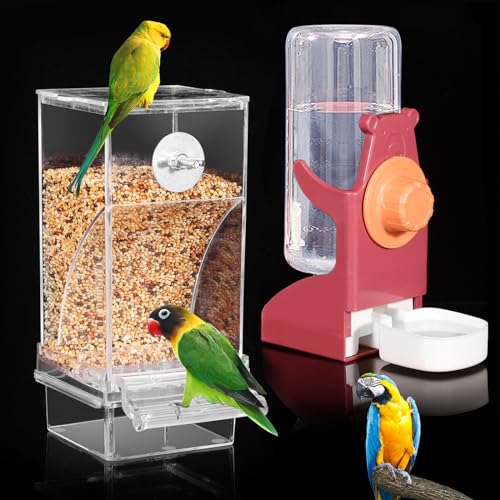 Vogel-Wasserspender, automatischer Vogelfutterspender für Käfig, kein Durcheinander, Vogelfutterspender, Sittichsamenbehälter, Futterspender für Käfig, Papageien-Futterstation, Käfigzubehör, von Kenond