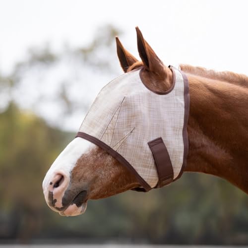 Kensington UV-Fliegenmaske für Pferde mit Webbesatz – Schutzmaske mit doppelter Ohröffnung & Vorlockenfreiheit – groß, Wüstensand von Kensington
