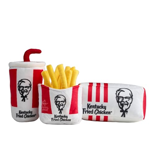 KFC Chicken Box Meal - 3-teiliges Hundespielzeug Set - Hühnerbox, Pommes Frites & Soda - Lustiges Essen Thema Knistern & Quietschen Interaktives Plüschspielzeug für mittelgroße Hunde & Moderate Kauer von Kentucky Fried Chicken