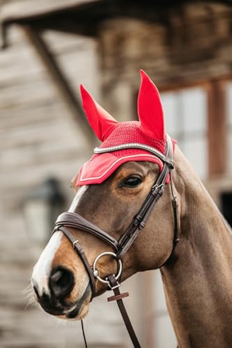 Kentucky Horsewear Fliegenohren Wellington Velvet, Größe:Full, Farbe:red von Kentucky Horsewear