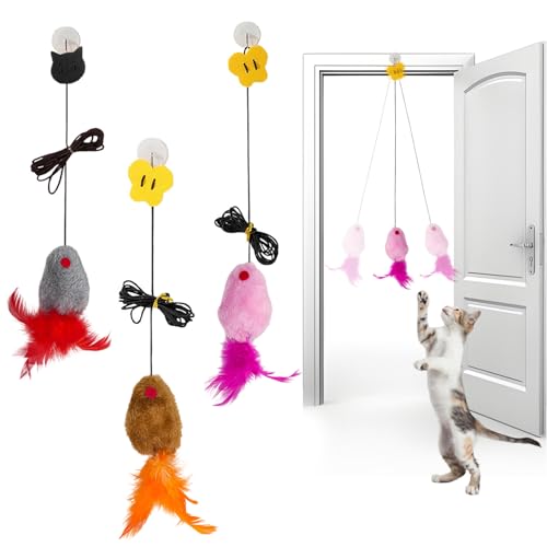 3 Stück Katzenspielzeug Selbstbeschäftigung Hängende Türrahmen Elastische Maus mit Quietschgeräusch,Interaktives Dancer Katzenspielzeug Mäuse für Katzenauslauf und gegen Langeweile Interaktives 3 Stück Katzenspielzeug Selbstbeschäftigung Hängende Türrahmen Elastische Maus mit Quietschgeräusch,Interaktives Dancer Katzenspielzeug Mäuse für Katzenauslauf und gegen Langeweile Interaktives von Keratobleem