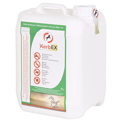 KerbEX grün - 5 Liter - Insektenabwehrmittel für Pferde – Ohne Knoblauch mit spezieller Komposition ätherischer Öle, Schutz vor Bremsen, Mücken, Kriebelmücken und Zecken von KerbEx