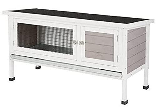 Kerbl Pet Pet Nagerhaus Freddy, Wetterfester Kaninchenstall für den Außenbereich, Aufklappbares Dach, 2 Türen, Entnehmbare Zinkwanne für einfache Reinigung, 116x45x62 cm, Weiß/Grau von Kerbl Pet