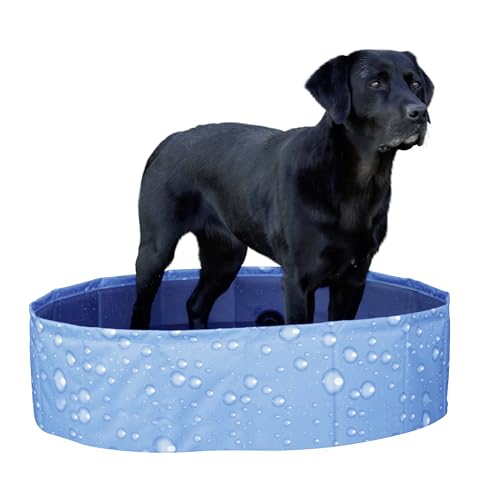 Kerbl Hundepool Bubble (ø 80 cm, Höhe 20 cm, Fassungsvermögen 100 l, Farbe blau, faltbares Planschbecken, MDF-Seitenwände, für kleine Hunde) 80738 von Kerbl Pet