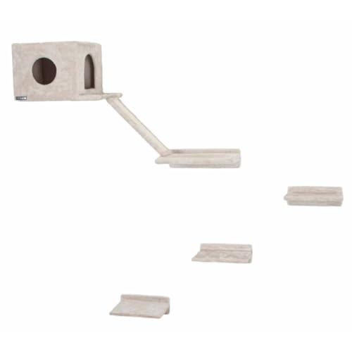 Kerbl Pet Kletterwand „Montblanc“ für Katzen, 6-teilig, 1x Höhle / 3x Trittbrett / 1x Liegebrett / 1 x Rampe, Bis 10 kg, Beige von Kerbl Pet