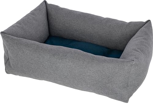 Kerbl Kuschelbett Ely (Farbe braun/petrol, L x B x H 70 x 60 x 25 cm, waschbar, formstabil, strapazierfähiger Bezug, Hunde- / Katzenkissen) 80472 von Kerbl Pet