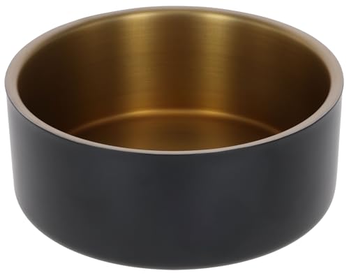 Kerbl Pet Edelstahlnapf Golden, Für Hunde und Katzen, Rostfreier Edelstahl, Temperaturregulierend, rutschfest, Schwarz|Gold, 8,2 cm Kerbl Pet Edelstahlnapf Golden, Für Hunde und Katzen, Rostfreier Edelstahl, Temperaturregulierend, rutschfest, Schwarz|Gold, 8,2 cm von Kerbl Pet