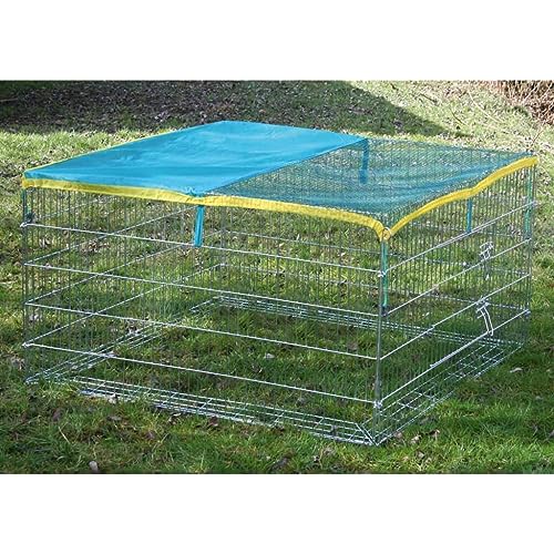 Kerbl Pet Freilaufgehege mit Ausbruchsperre und Türen, Sonnenschutz, Metallgitter verzinkt, Freigehege für Kaninchen / Meerschweinchen / Hasen, 115x115x65 cm von Kerbl Pet