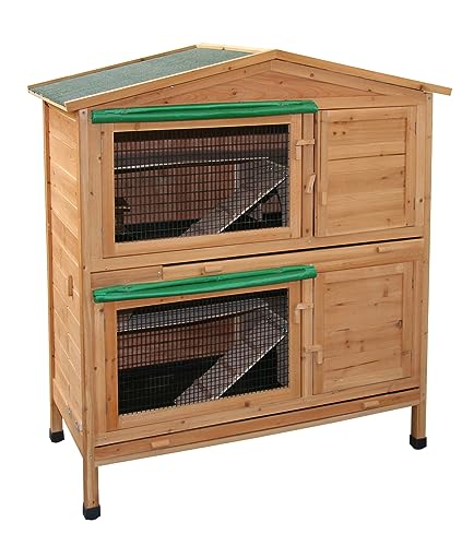 Kerbl Pet Kaninchen Nagerhaus Appartement, Hasenstall mit 2 Stockwerken, Wind-und Wetterfest, Höhenverstellbar, Holz, 118 x 61 x 130 cm von Kerbl Pet