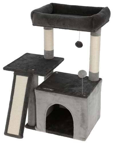 Kerbl Pet Kratzbaum Rosalie, Für Katzen und Kitten, Standfest, Mit Kuschelbett und Höhle, Natursisal für Krallenpflege, Spielbälle, Grau, 76 cm Kerbl Pet Kratzbaum Rosalie, Für Katzen und Kitten, Standfest, Mit Kuschelbett und Höhle, Natursisal für Krallenpflege, Spielbälle, Grau, 76 cm von Kerbl Pet