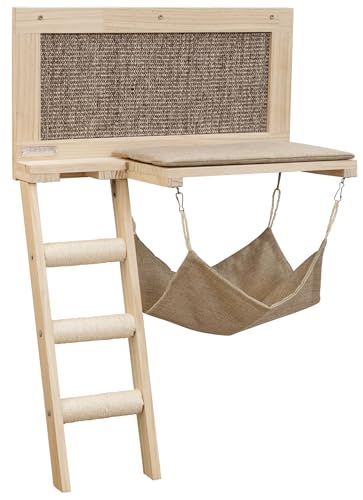 Kerbl Pet Liegebrett Timber, Für Katzen, Wandmontage, Katzenmöbel, Mit Kratzmatte, Waschbare Kissen, Sisalsäulen-Treppe, Holz, Braun, 58x89 cm Kerbl Pet Liegebrett Timber, Für Katzen, Wandmontage, Katzenmöbel, Mit Kratzmatte, Waschbare Kissen, Sisalsäulen-Treppe, Holz, Braun, 58x89 cm von Kerbl Pet
