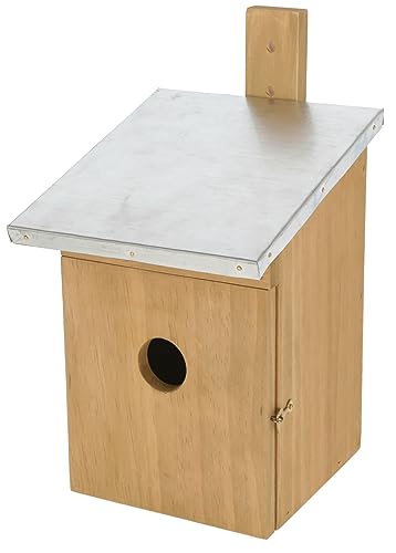 Kerbl Pet Pet Nistkasten mit Metalldach, Für Gartenvögel wie Haussperlinge/Trauerschnäpper/Feldsperlinge/Kleiber/große Meisen, 17x19x33 cm von Kerbl Pet