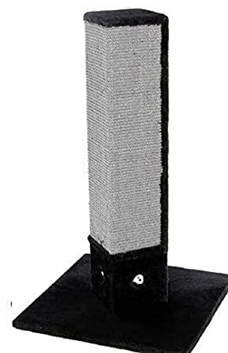 Kerbl Pet Pet Kratzsäule 4-Corner, Kratzsäule für Krallenpflege mit stabiler Grundfläche, Mit robustem Sisalbezug, Inklusive Spielmäusen, 48x48x80 cm, Schwarz von Kerbl Pet