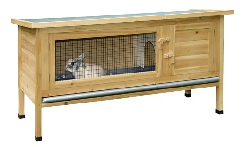 Kerbl Pet Pet Nagerhaus Alfred, Wetterfester Kaninchenstall für den Außenbereich, Mit aufklappbarem Dach, 2 Türen und entnehmbarer Zinkwand für einfache Reinigung, 116x45x62 cm von Kerbl Pet