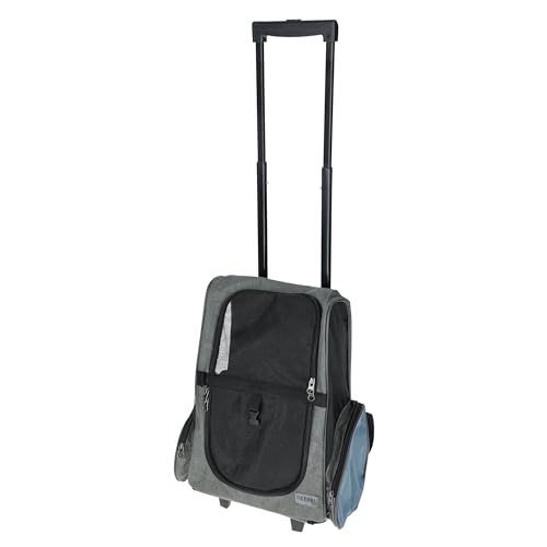 Kerbl Pet Pet Trolley Vacation, Rucksacktrolley für Hunde und Katzen bis 10 kg, Mit höhenverstellbarer Teleskopstange und Schultergurt, 41x26x55/103 cm, Grau/Blau von Kerbl Pet