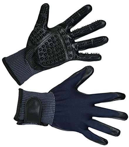 Kerbl Pet Putz-und Massagehandschuh schwarz/blau, One Size von Kerbl Pet