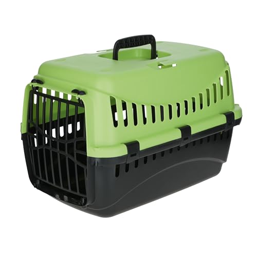 Kerbl Pet Transportbox Expedion, Tiertransportbox für kleine Haustiere / Katzen / Hunde / Kaninchen bis 10 kg, aus Kunststoff, 45x30x30 cm, Grün/Dunkelgrau von Kerbl Pet