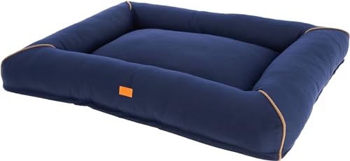 Kerbl Kuschelbett Jerome (Farbe dunkelblau/cognac, L x B x H 110 x 90 x 13 cm, waschbarer Bezug, mit Antirutschbeschichtung, Hundekissen) 80455 von Kerbl Pet