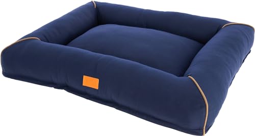 Kerbl Kuschelbett Jerome (Farbe dunkelblau/cognac, L x B x H 75 x 60 x 11 cm, waschbarer Bezug, mit Antirutschbeschichtung, Hundekissen) 80453 von Kerbl Pet