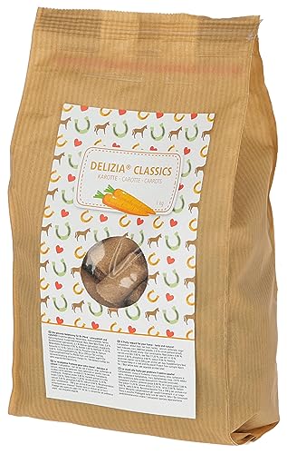 Kerbl Delizia Belohnungswürfel Classic (für Pferde, 1 kg Beutel, Geschmacksrichtung Karotte, mit natürlichem Gehalt an Mineralstoffen, Pferdesnack) 325131 von Kerbl