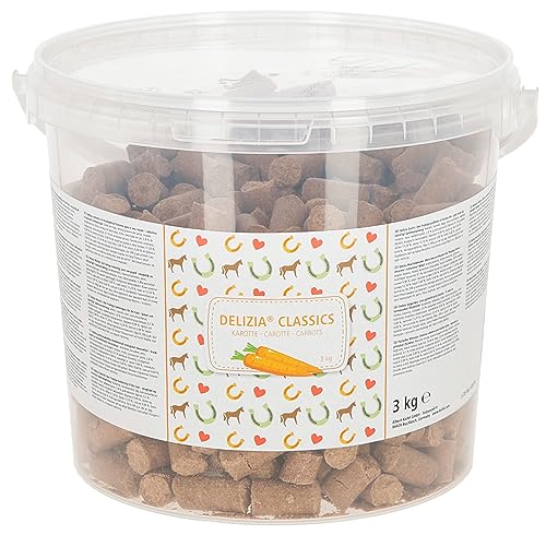 Kerbl Delizia Belohnungswürfel Classic (für Pferde, 3 kg Eimer, Geschmacksrichtung Karotte, mit natürlichem Gehalt an Mineralstoffen, Pferdesnack) 325132 von Kerbl