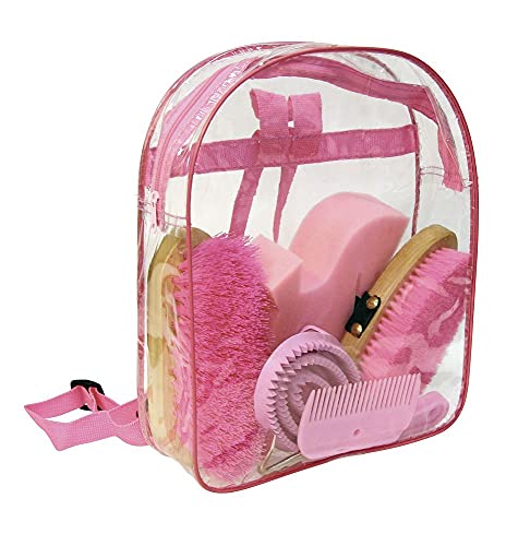 Kerbl Putz-Rucksack (pink, Klarsichtrucksack, Pferdepflegeset, Putzwerkzeuge) 321358 von Kerbl