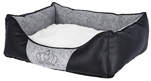 Kerbl 80360 Kuschelbett Chiara mit Strasskrone, 42 x 32 x 18 cm, grau/schwarz von Kerbl Pet