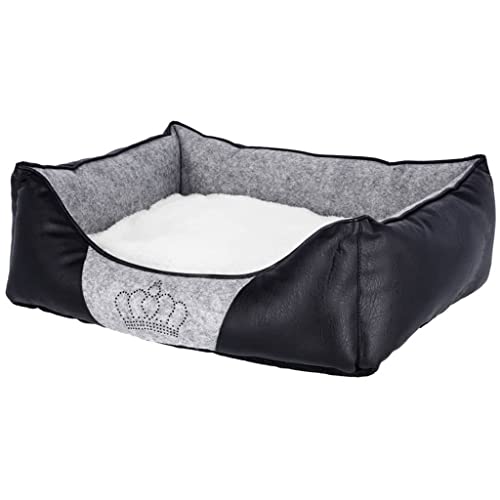 Kerbl Kuschelbett Chiara (Farbe Schwarz/Grau, L x B x H 42 x 32 x 18 cm, Hundekissen, mit Glitzersteinchen besetzt) 80360 von Kerbl Pet