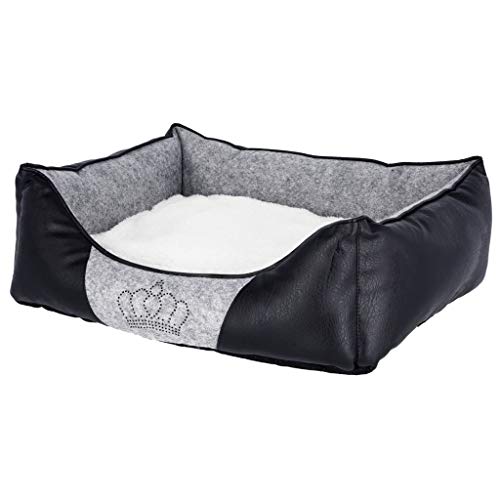 Kerbl 80361 Kuschelbett Chiara mit Strasskrone, 55 x 45 x 18 cm, grau/schwarz von Kerbl Pet