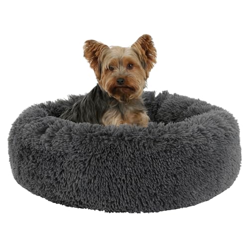 Kerbl Kuschelbett Fluffy (Farbe grau, Höhe 18 cm, Durchmesser 60 cm, mit Anti-Rutsch-Boden, für Hunde und Katzen) 80409 von Kerbl Pet