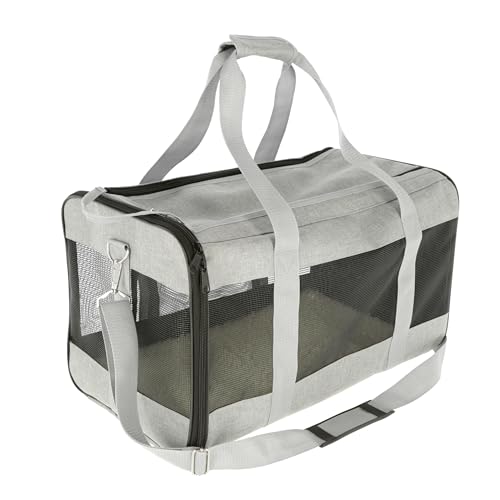 Kerbl Pet Pet Tragetasche Casual, Transporttasche für Hunde/Katzen bis 12 kg, Mit Tragegriff und Schultergurt, 52x31x31 cm, Grau/Schwarz von Kerbl Pet