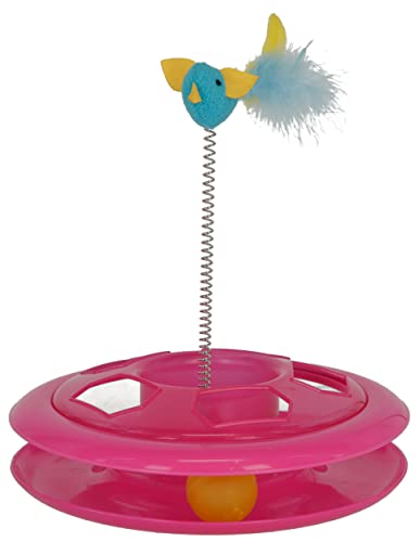 Kerbl Pet 80997 Speedy Wheel, Katzenspielzeug, Kugelbahn Vogel mit Federn, 26 cm von Kerbl Pet