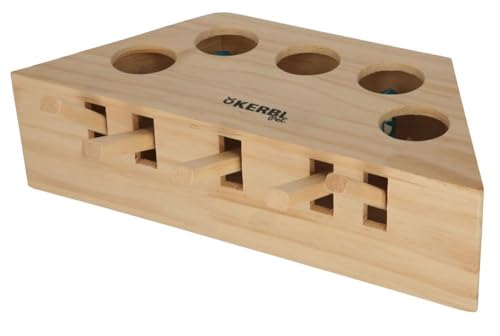 Kerbl Pet 80999 Denk- und Lernspielzeug Push, Katzenspielzeug, unbehandeltes Holz von Kerbl Pet