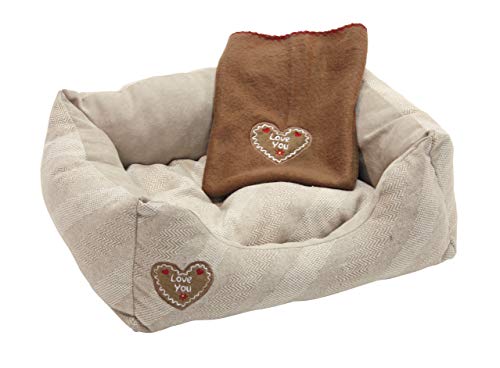 Kerbl Kuschelbett Love You (Farbe beige, L x B x H 47 x 37 x 17 cm, inklusive Fleecedecke, für Hunde und Katzen) 81231 von Kerbl Pet