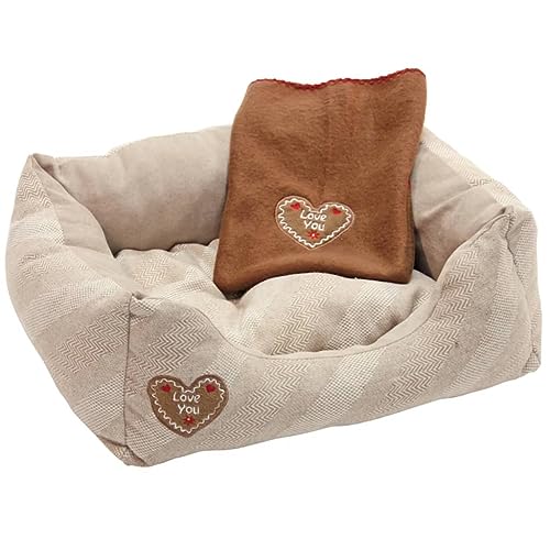 Kerbl Pet 81262 Kuschelbett Love You, 61 x 48 x 18 cm / 65 x 50 cm, beige von Kerbl Pet