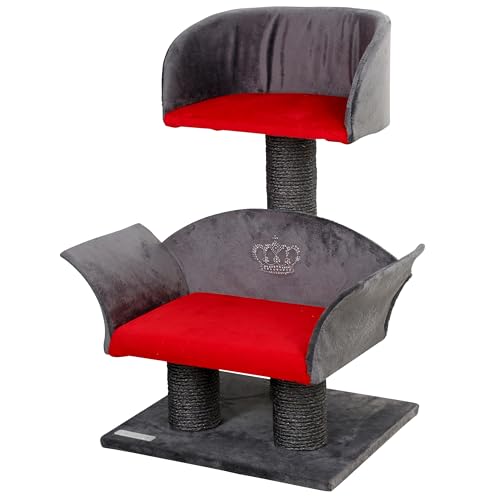 Kerbl Pet 81548 Kratzbaum Lounge Deluxe, Höhe: 70 cm, grau/rot von Kerbl Pet