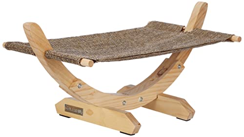 Kerbl Pet Pet Hängematte Siesta 2.0, Katzenhängematte aus Leinen, waschbar, Stabiles Massivholzgestell, Anti-Rutsch-Noppen, Ruheplatz/Schlafplatz für Katzen, 61x37x29 cm, Braun von Kerbl Pet