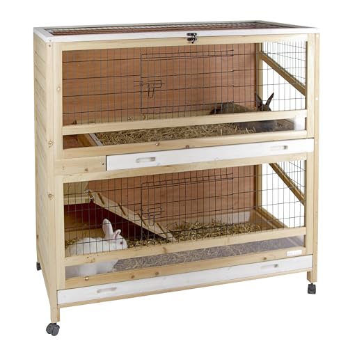 Kerbl Kleintierkäfig Indoor Deluxe (mit zwei Etagen, L x B x H 115 x 60 x 118 cm, mit Rollen, für Hamster / Meerschweinchen usw.) 81703 von Kerbl Pet