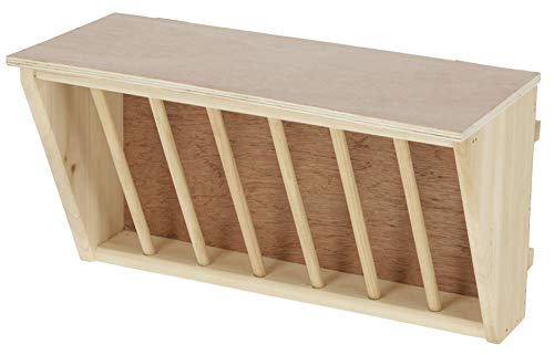 Kerbl Heuraufe (L x B x H 37 x 17 x 20 cm, mit Sitzbrett, aus unbehandeltem Holz, für Kaninchen) 81799 von Kerbl Pet