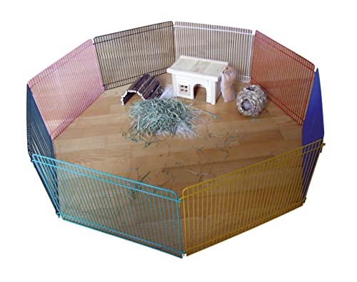 Kerbl Pet Pet Freigehege für kleine Nager wie Hamster oder Mäuse, Für den Innen- und Außenbereich, Erweiterbar, Ø 86 cm, 8 x Element je 34x23 cm, Gitterabstand 9 mm von Kerbl Pet