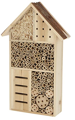 Kerbl Pet Pet Insektenschutzhaus, Für Garten und Balkon, Insektenhotel für Grabwespen / Wildbienen / Mauerbienen / Schmetterlinge / Käfer, Naturbelassen, 27x9x49 cm von Kerbl Pet