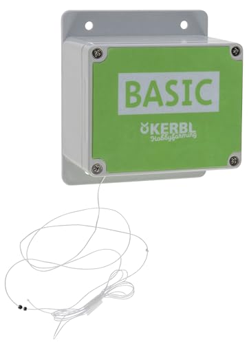 Kerbl Basic automatische Hühnertür, Türöffnung, Türöffner für Hühnerstall, Hühnerhaus, mit Lichtsensor, manuelle Steuerung von Kerbl