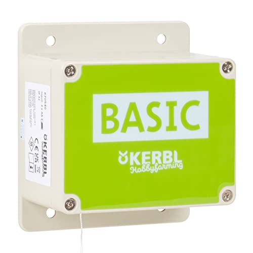 Kerbl Basic automatische Hühnertür, Türöffnung, Türöffner für Hühnerstall, Hühnerhaus, mit Lichtsensor, manuelle Steuerung von Kerbl