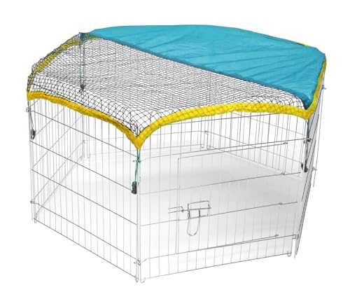 Kerbl Pet Pet Freigehege, verzinkt, 6 Gitter 56,5x56,5 cm, mit Tür und Netz von Kerbl Pet