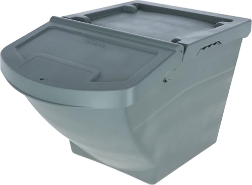 Kerbl Futterbox stapelbar, mit Deckel – 40 Liter (Abmessung 57,8 x 39 x 34,5 cm, Gewicht 0,22 kg, Grau, Kunststoff) 3210252 von Kerbl