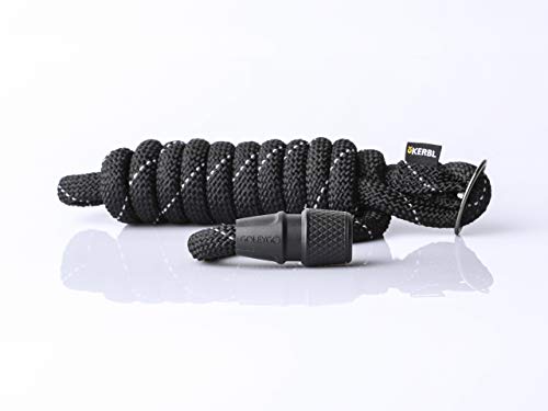 GOLEYGO Hundeleine Rope, Schwarz, Reflektiert leuchtend, Größe M 1,4-2m, Sicherer Magnetverschluss, Inkl. Adapter-Pin, Hundeleine für kleine & große Hunde bis 60kg, Maximale Belastung 200kg von Kerbl