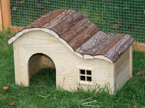 Kerbl Pet Pet Häuschen Welle Nature, Nagerhaus mit geschwungenem Dach für Hasen / Kaninchen / Meerschweinchen / Hamster / Mäuse / Ratten, Aus unbehandeltem Holz, 40x25x25 cm von Kerbl Pet