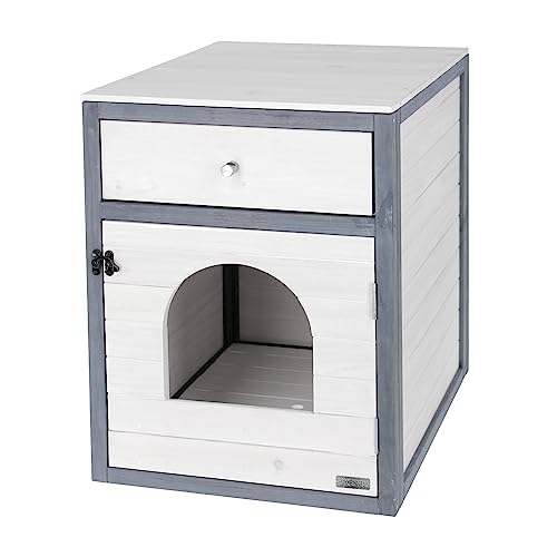 KERBL Katzenschrank Ida (Katzenmöbel in Weiß & Grau, 64 x 57 x 17,5 cm Katzenversteck) 81569 von Kerbl Pet